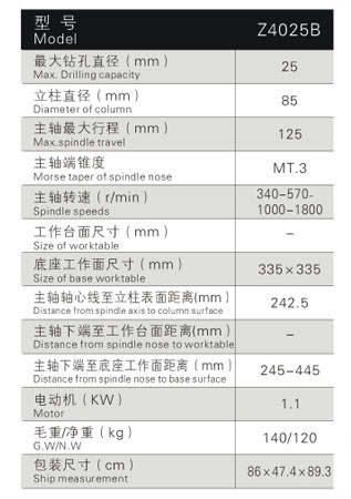 Z4025B工业台钻