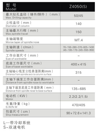 Z4050(S)工业台钻