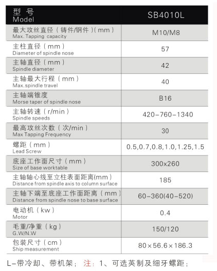 SB4010L齿轮牙距自动攻丝机