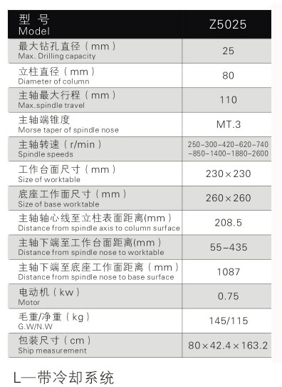 Z5025立式钻床