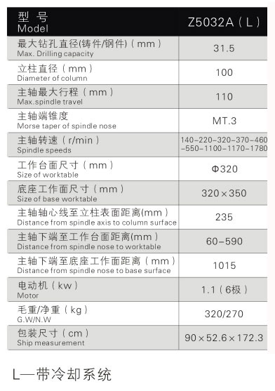 Z5032A(L)立式钻床