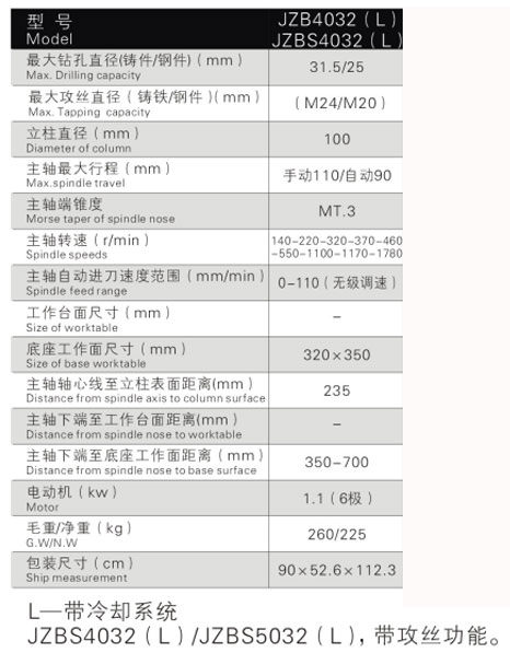 JZB4032(L)自动进刀钻床