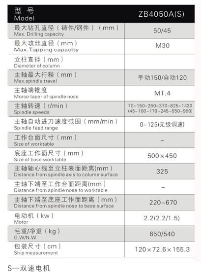 ZB4050A(S)自动进刀钻床